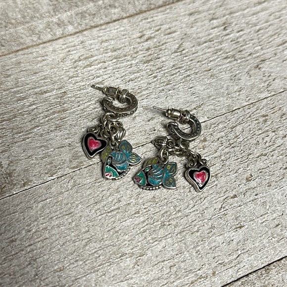 Brighton great shape tropical fantasy fish turquoise black pink heart earrings - Picture 3 of 4